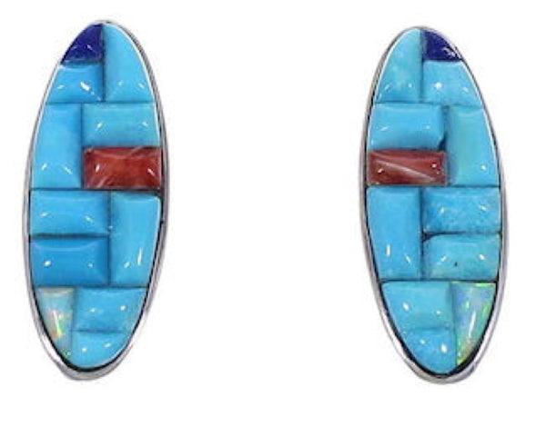 Southwest Jewelry Turquoise Multicolor Silver Earrings NS50939